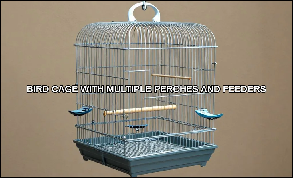Bird cage with multiple perches and feeders