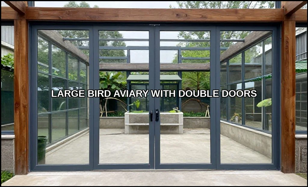 Large bird aviary with double doors