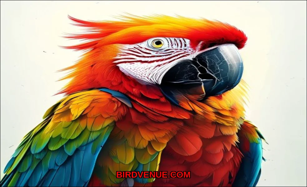 Clean vector illustration of happy parrot sounds