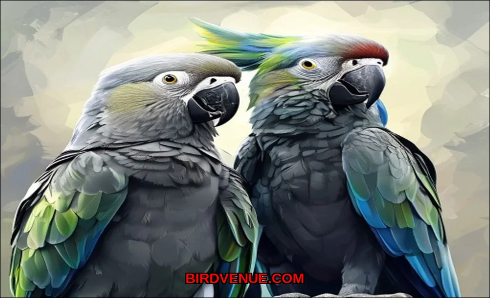 Clean vector illustration of african grey parrots 