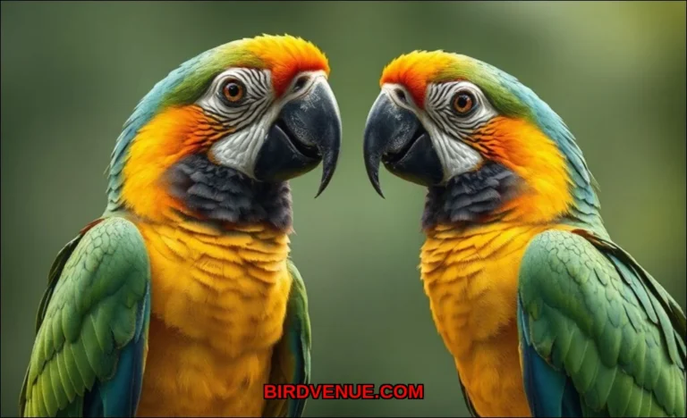 Clean vector illustration of parrots talk biologic