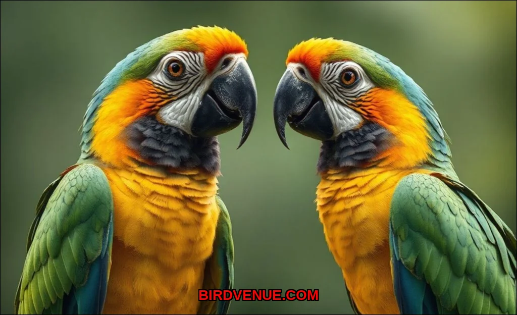 Clean vector illustration of parrots talk biologic