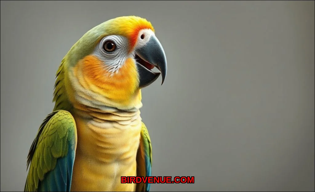 Clean vector illustration of parrot talking behavi