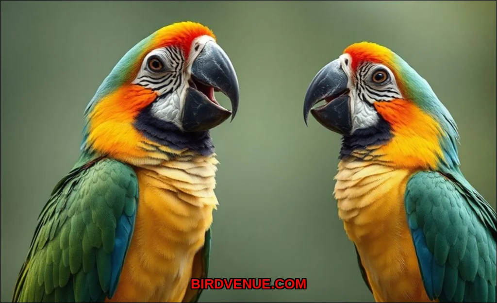 Clean vector illustration of parrots mimicking ani