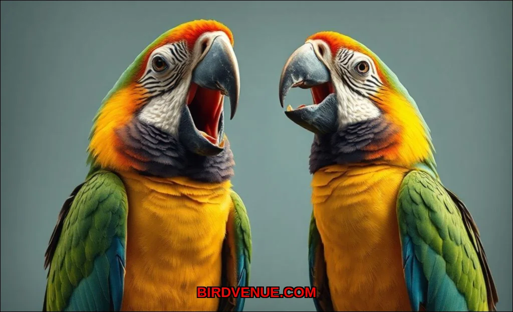 Clean vector illustration of parrots swearing why